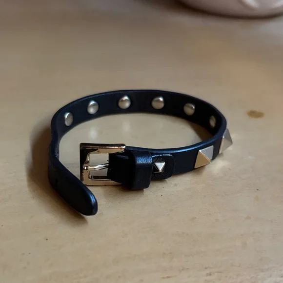 Valentino Garavani Black and Gold Studded Bracelet - Picture 2 of 4